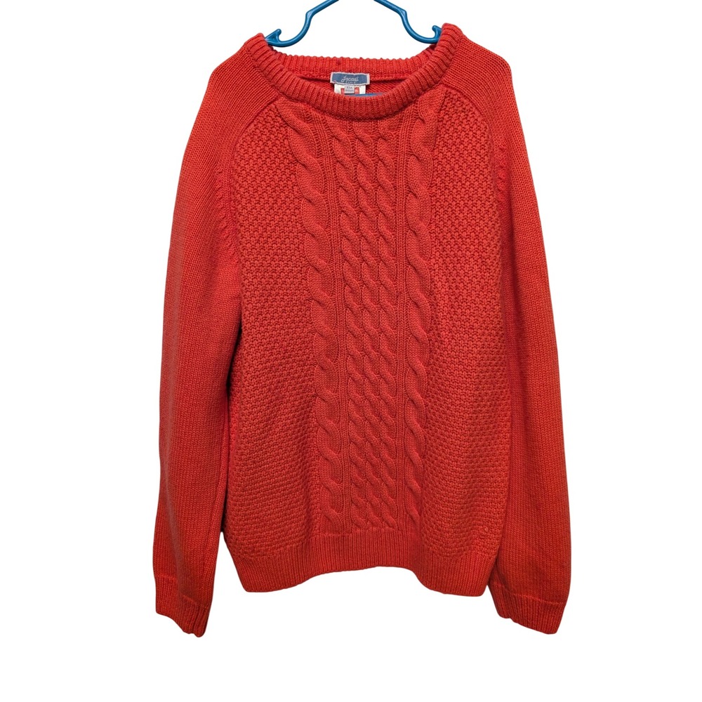 Jacadi Cable Knit Sweater Crew Neck Coral Cotton French Preppy Holidays Fall 10